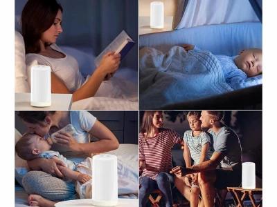 Verk 12358 Dotyková LED RGB lampa, 3 x AAA, USB-C 5V, bílá