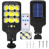 Verk 12371 Solárne pouličné osvetlenie so senzorom pohybu 1200mAh, 63 LED, čierne