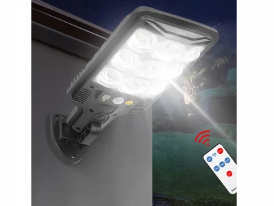 Verk 12371 Solárne pouličné osvetlenie so senzorom pohybu 1200mAh, 63 LED, čierne