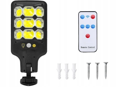 Verk 12371 Solárne pouličné osvetlenie so senzorom pohybu 1200mAh, 63 LED, čierne