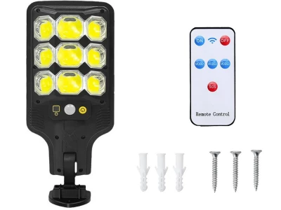 Verk 12371 Solárne pouličné osvetlenie so senzorom pohybu 1200mAh, 63 LED, čierne