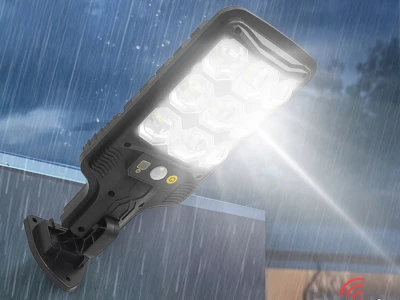 Verk 12371 Solárne pouličné osvetlenie so senzorom pohybu 1200mAh, 63 LED, čierne