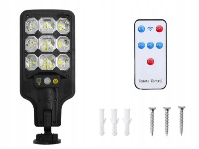 Verk 12372 Pouliční osvětlení solární s pohybovým senzorem 63 LED, černá