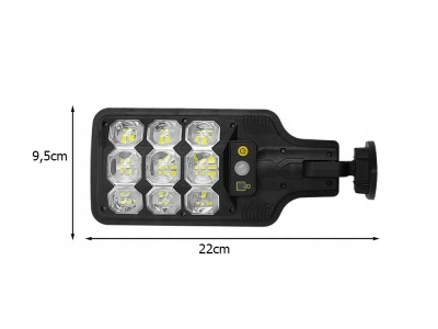 Verk 12372 Pouliční osvětlení solární s pohybovým senzorem 63 LED, černá