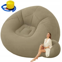 Verk 27535 Nafukovací relaxační sametové křeslo, hnědé