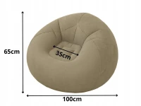 Verk 27535 Nafukovací relaxační sametové křeslo, hnědé