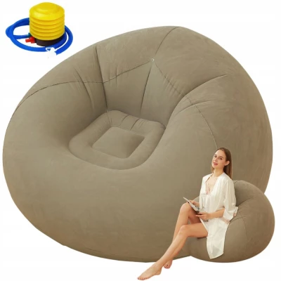 Verk 27535 Nafukovací relaxační sametové křeslo, hnědé