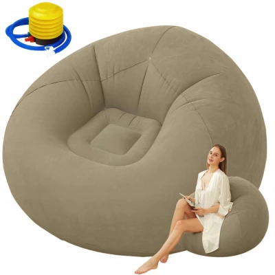 Verk 27535 Nafukovací relaxační sametové křeslo, hnědé