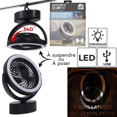 CMP VE6066 Závěsný ventilátor s LED osvětlením USB, černý