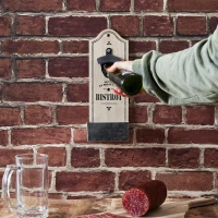 CMP KV7099 Nástěnný otvírák na lahve s odkapovou miskou, hnědý