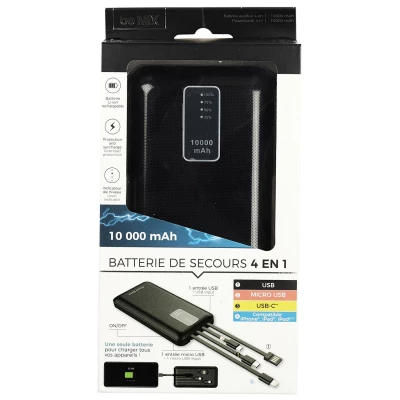 CMP HT2077 Powerbanka 10 000 mAh, 4 koncovky, černá