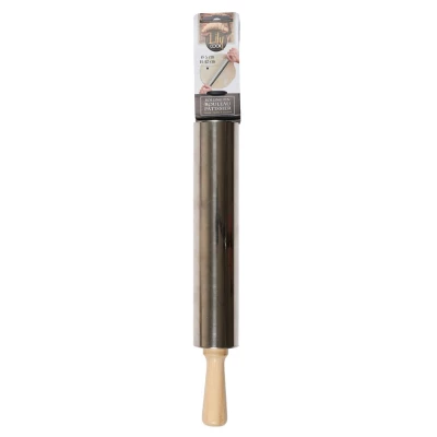 CMP KP5637 Valček na cesto z nehrdzavejúcej ocele, drevené rukoväte, 42 cm