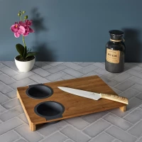 CMP KD3329 Bambusová krájecí deska s cedníkem a miskou 3 v 1