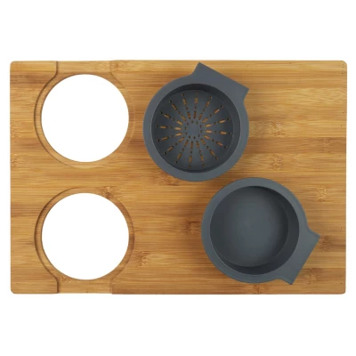 CMP KD3329 Bambusová krájecí deska s cedníkem a miskou 3 v 1