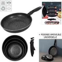 CMP KC25291 Súprava 3 panvíc s nepriľnavým povrchom a odnímateľnou rukoväťou, 21/25/29 cm