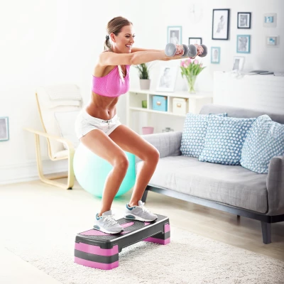 Rebel RBA-3225 Aerobic step platforma 78 cm, nastaviteľná výška, sivo-fialová