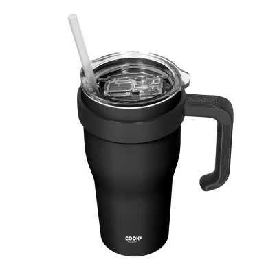 CMP KA0583 Termohrnček s rukoväťou a slamkou 600 ml, čierny