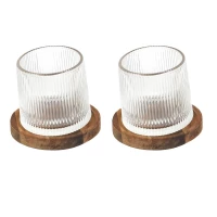 CMP KA0390 Sklenice na whisky s podtácky z akácie, 2 ks