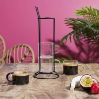 CMP KA0498 Sada skleněných hrnků s kovovým stojanem, 4 ks