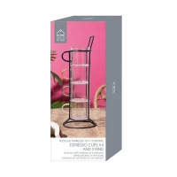 CMP KA0498 Sada skleněných hrnků s kovovým stojanem, 4 ks