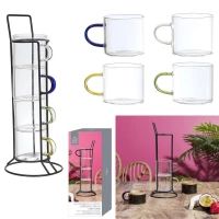 CMP KA0498 Sada skleněných hrnků s kovovým stojanem, 4 ks