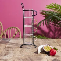 CMP KA0498 Sada skleněných hrnků s kovovým stojanem, 4 ks