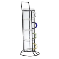 CMP KA0498 Sada skleněných hrnků s kovovým stojanem, 4 ks