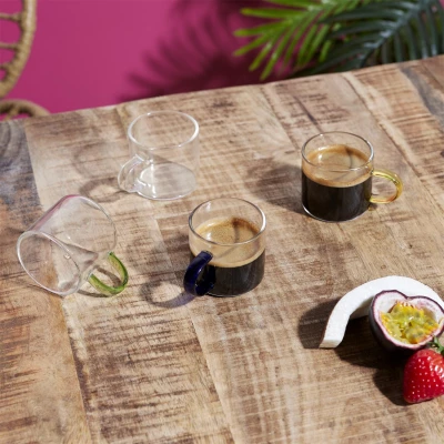 CMP KA0498 Sada skleněných hrnků s kovovým stojanem, 4 ks