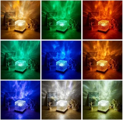 Verk 12359 Křišťálová LED lampička ve tvaru kostky, 16 barev RGB, s dálkovým ovládáním