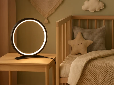 Verk 12363 Moderní kruhová LED stolní lampa 25 cm, černá