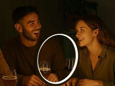 Verk 12363 Moderní kruhová LED stolní lampa 25 cm, černá