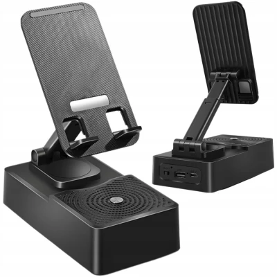Verk 04131 Multifunkčný stolový držiak na telefón s reproduktorom Bluetooth, čierny
