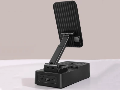 Verk 04131 Multifunkčný stolový držiak na telefón s reproduktorom Bluetooth, čierny