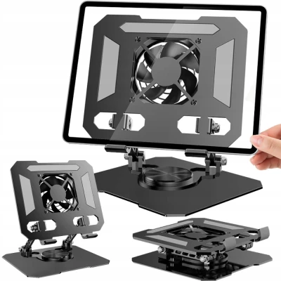 Verk 04135 Otočný držiak na tablet s ventilátorom, USB, čierny