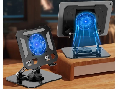 Verk 04135 Otočný držiak na tablet s ventilátorom, USB, čierny