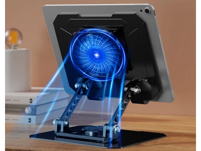 Verk 04135 Otočný držiak na tablet s ventilátorom, USB, čierny