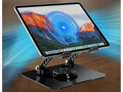 Verk 04135 Otočný držiak na tablet s ventilátorom, USB, čierny
