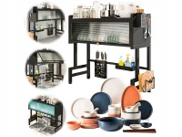 Verk 07379 Multifunkční organizér na nádobí nad dřez, 65 cm, černý