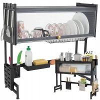 Verk 07379 Multifunkční organizér na nádobí nad dřez, 65 cm, černý