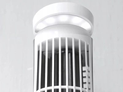Verk 16039 Mini stĺpový ventilátor s LED osvetlením, 2 rýchlosti, USB, biely