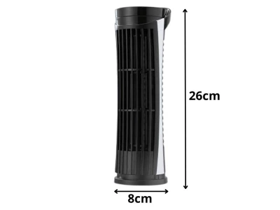 Verk 16039 Mini stĺpový ventilátor s LED osvetlením, 2 rýchlosti, USB, biely