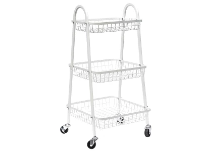 Verk 27489 Třípatrový kovový regál na kolečkách 78 x 40 x 32 cm, bílý