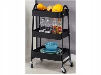 Verk 27493 Třípatrový kovový regál na kolečkách 78 x 46 x 26 cm, černý