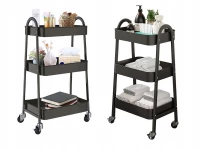 Verk 27493 Třípatrový kovový regál na kolečkách 78 x 46 x 26 cm, černý