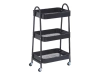 Verk 27493 Třípatrový kovový regál na kolečkách 78 x 46 x 26 cm, černý