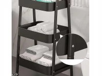 Verk 27493 Třípatrový kovový regál na kolečkách 78 x 46 x 26 cm, černý
