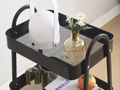 Verk 27493 Třípatrový kovový regál na kolečkách 78 x 46 x 26 cm, černý