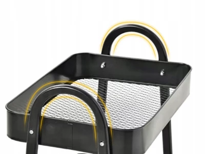 Verk 27493 Třípatrový kovový regál na kolečkách 78 x 46 x 26 cm, černý