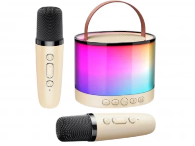 Verk 27503 Karaoke Bluetooth reproduktor, 2x bezdrátový mikrofon, béžový