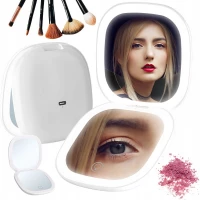 Verk 27511 Skladacie zrkadlo LED so svetlom, lupou a dobíjacou batériou 5 v 1, biele